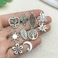 thumbnail image 4 of U8MO 10/30pcs Leaf Flower Antique Silver Charms Pendants for Jewelry Making DIY-23# 10pcs leaf 9x19mm, 4 of 9