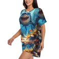 thumbnail image 4 of Vsdgher Colorful Underwater Shark Pattern Womens Pajamas 2 Piece Short Sleeve Sleepwear Set,Summer Soft Pajamas Set Casual Lounge Sets, 2-Piece Pj -4X-Large, 4 of 8