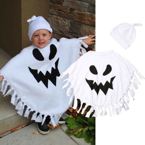 Toddler Kids Baby Boy Halloween Clothes Ghost Cosplay Cloak Robe Hat  Fancy Party Costume 1-5Y