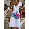 thumbnail image 3 of Vestido elegante informal con cuello en V y largo hasta la rodilla con estampado de Lilo y Stitch de Disney para mujer de verano Y2K 2024, 3 of 5