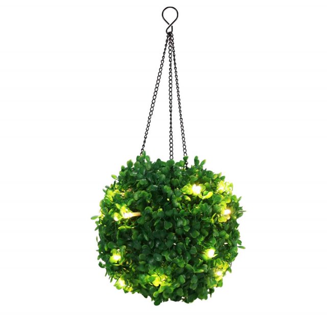 Lámpara de bola de hierba solar Adorno de iluminación de fiesta Lámparas de patio trasero Adornos Diseño de escena Luz de topiario Adorno Iluminación y accesorios Verde Luz blanca cálida Bewildely HA025660-01