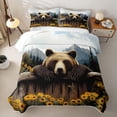 thumbnail image 2 of Erosebridal Rustic Wood Quilt King for Boys Men, Grizzly Bear Print King Coverlet Set, Brown, 3pcs, 2 of 7