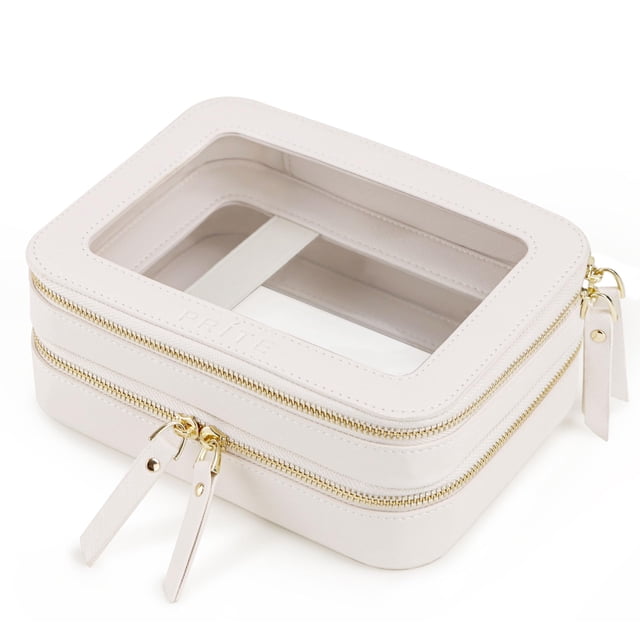 Bolsa de maquillaje Prite, bolsa de cosméticos de viaje impermeable de doble capa