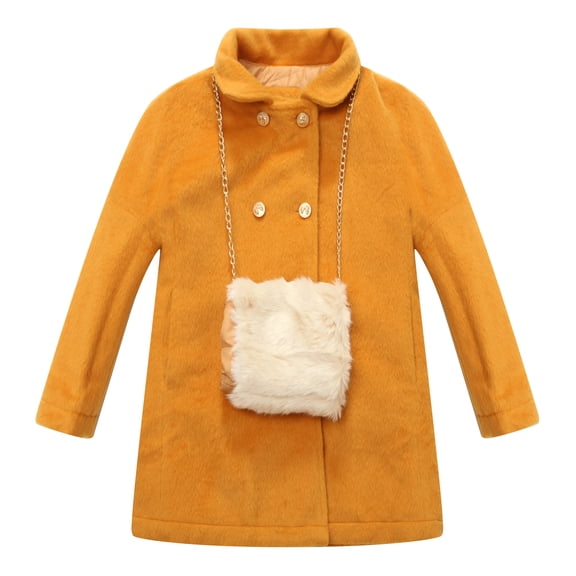 Richie House Girls' Double-breasted Overcoat with Protective Hand Cover RH1193