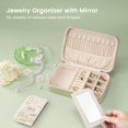 thumbnail image 2 of Caja Portable para Joyas, Bolsa Multifuncional de Joyería Estuche Joyero Organizador con Espejo para Anillos Aretes Collares Pendientes -M,Verde, 2 of 8