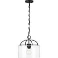 thumbnail image 3 of Leyden Collection One-Light Brushed Nickel and Clear Glass Farmhouse Style Hanging Pendant Light, 3 of 7