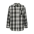 thumbnail image 4 of Plaid Shirts for Women Lightweigt Jackets Lapel Collar Long Sleeve Casual Button Down Shackets with Chest Pocket (XL, Black), 4 of 6