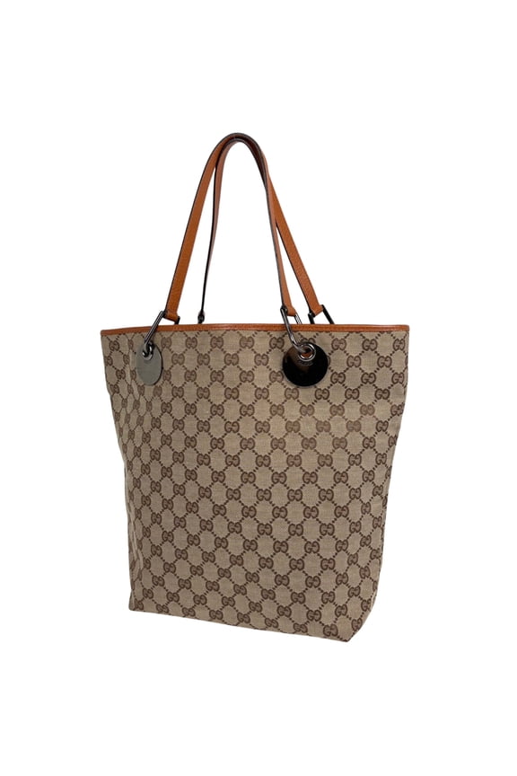 Pre-Owned Gucci GG-patterned tote bag, handbag, shoulder GG canvas, beige and orange,... (Fair)