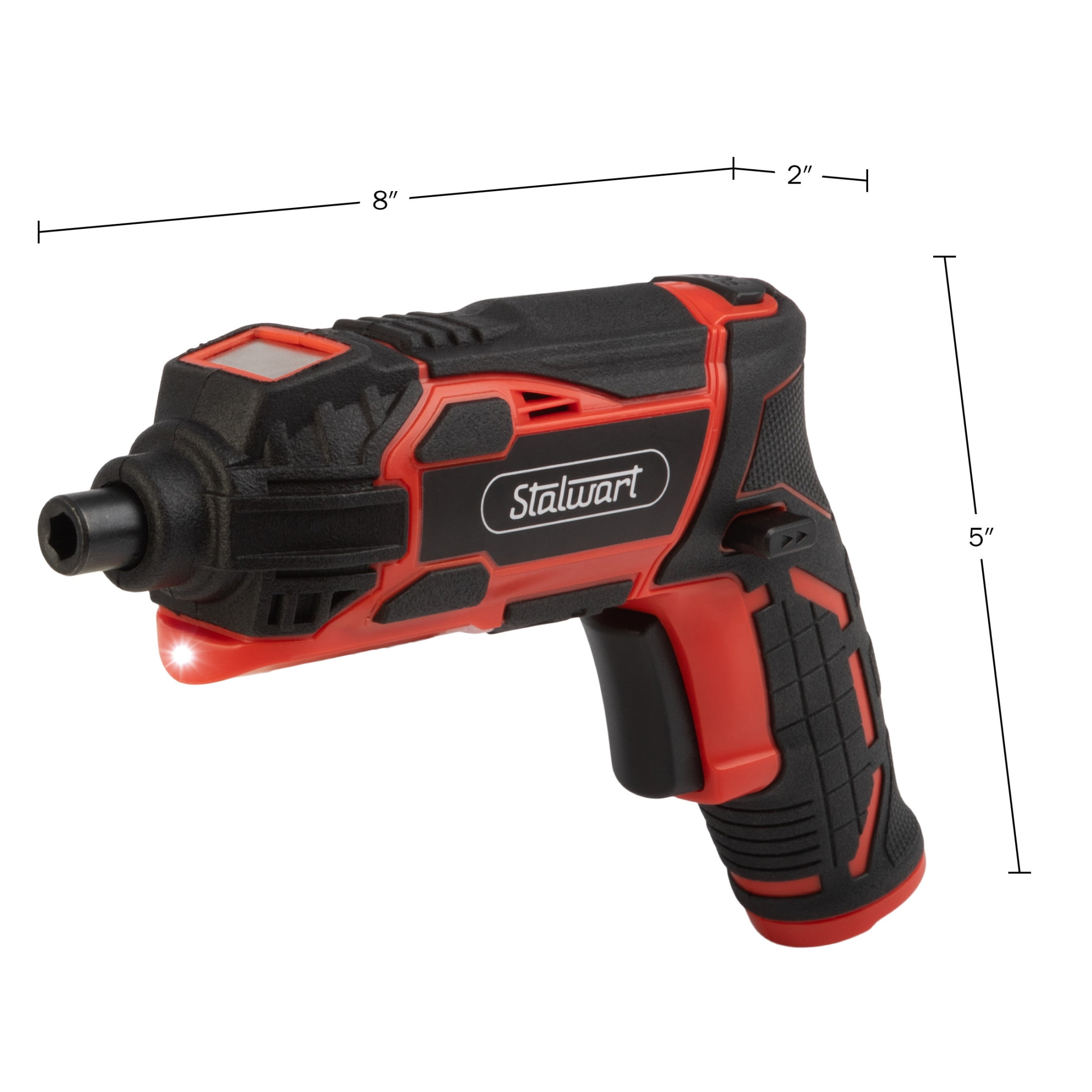 Stalwart Cordless Electric Screwdriver 45pc Set with 2 Position Grip, Red