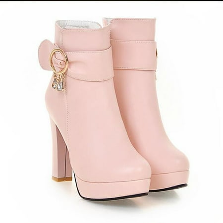 

Aayomet Women Winter Boots Hell Girl Shoes Ankle Boots With Heels for Women Thick Bottoms (Red 6.50)