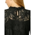 thumbnail image 7 of MODA NOVA Junior's Long Sleeve Lace See Through Floral Color Block Blouse Black S, 7 of 7