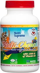 Nutri-Supreme Research Kosher Multi-Chews Children's Multi-Vitamin & Mineral Cherry Flavor - 90 Wafers