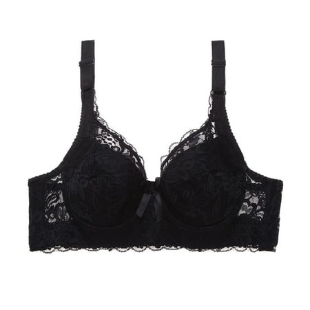 

ELFINDEA Womens Tops Push Up Bras Lace Bralettes Bra Adjustable Straps Full Coverage Wirefree Thin Bra Hide Back Bra Black 38C