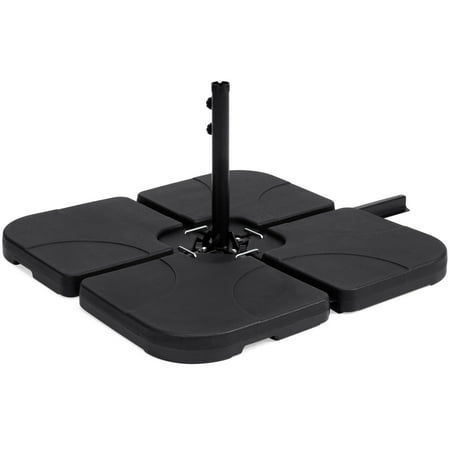 150 Lb Umbrella Base Best Choice Products 4-Piece Heavy-Duty Cantilever Offset Patio Umbrella Stand Square Base Plate Set w/ Easy-Fill Spouts for Water or Sand - Black ()