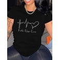 thumbnail image 2 of Camiseta Qyz-Top Faith Hope Love Rhinestone Bling Black S, 2 of 3