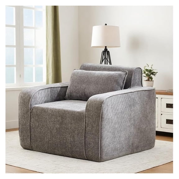 Sofa, 42'' Wide Oversized Accent Chair, Chenille Century Modern Armchair for Living Room Bedroom, Comfy Accent Chair Single Sofa, Gray
