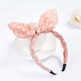 thumbnail image 2 of Diadema de moda para mujer, diadema con orejas de conejo, aro para el pelo con lazo (punto rosa), 2 of 2