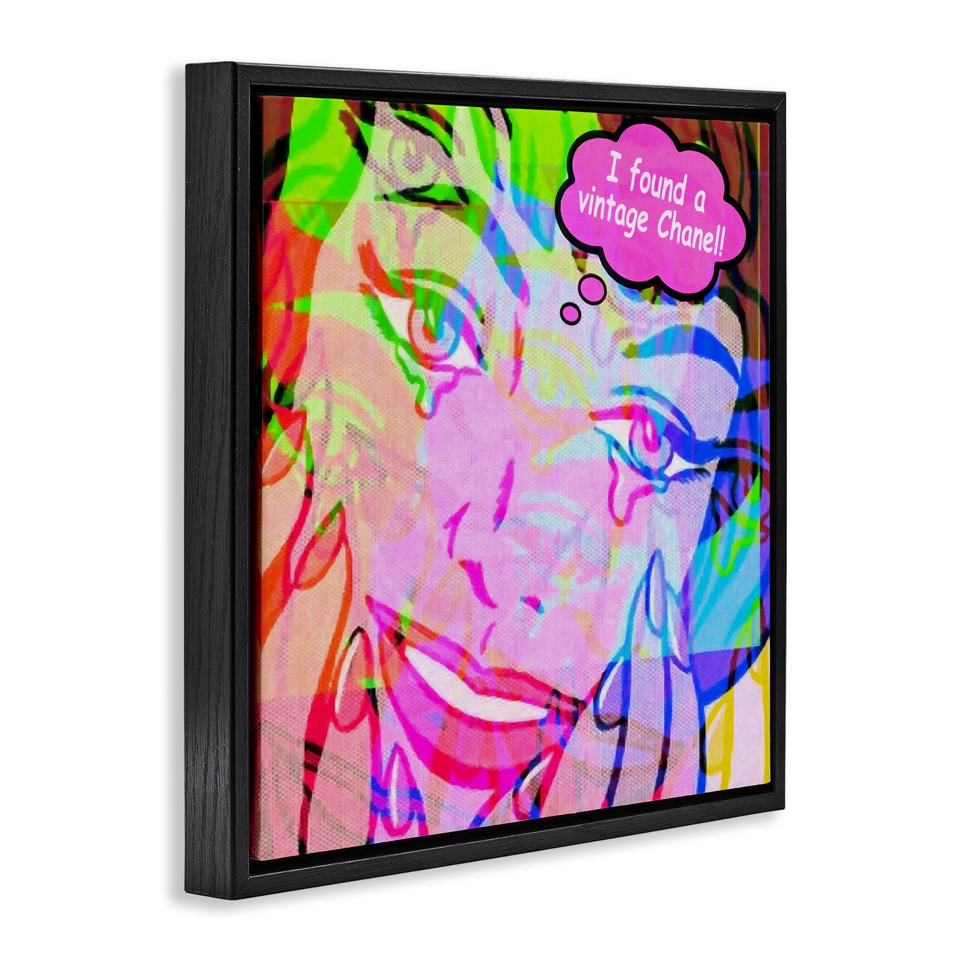 Stupell Industries Pop Style Fashionista Abstract Painting Black Floater Framed Canvas Art Print Wall Art, 25 x 25