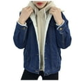thumbnail image 5 of Women's Hooded Jacket Winter Warm Soft Wool Blend Long Sleeve Outerwear with Pockets, 5 of 8