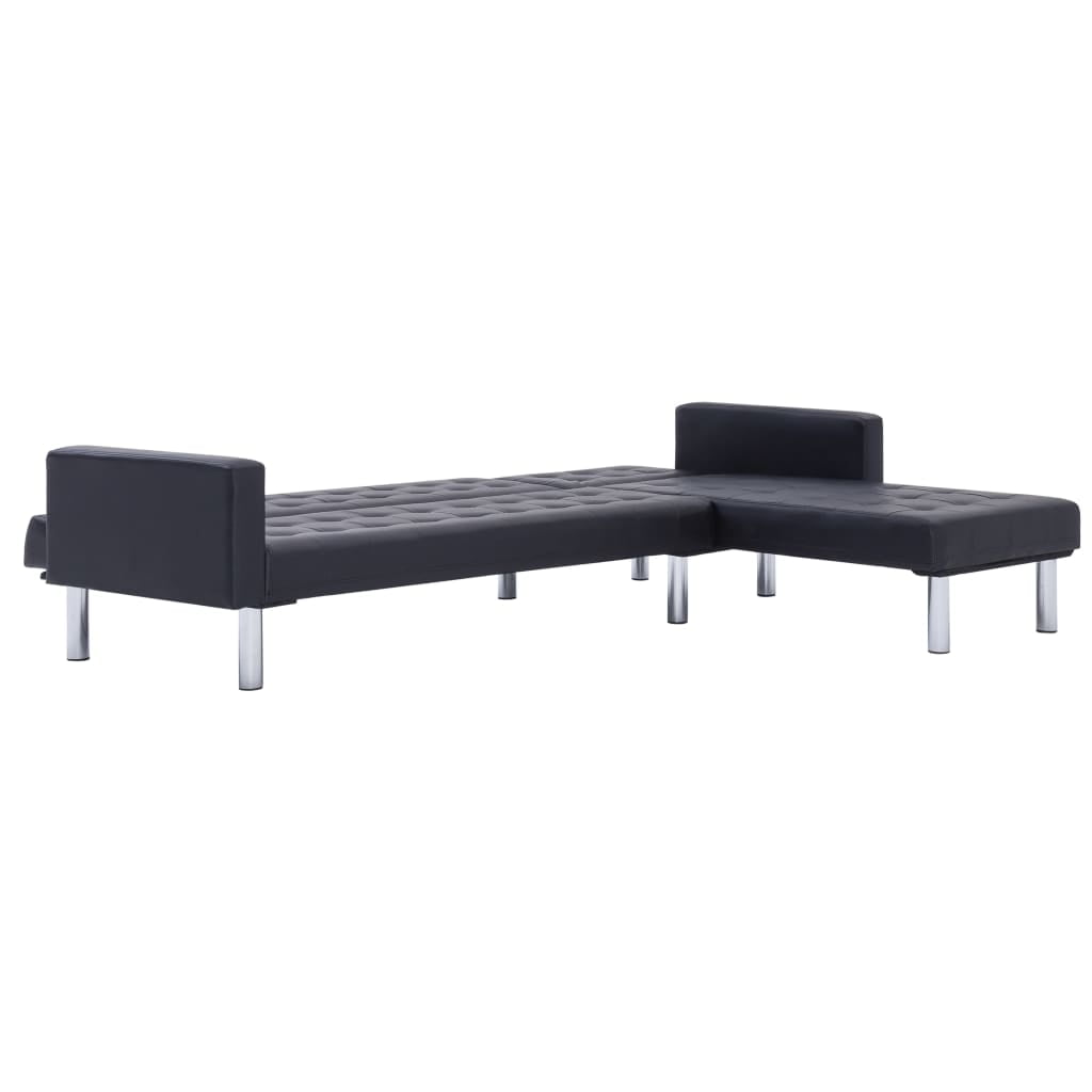 Kepooman 85" L-Shaped Convertible Faux Leather Sofa Bed Sleeper Sofa for Living Room, Black Kepooman 85" L-Shaped Convertible Faux Leather Sofa Bed Sleeper Sofa for Living Room, Black