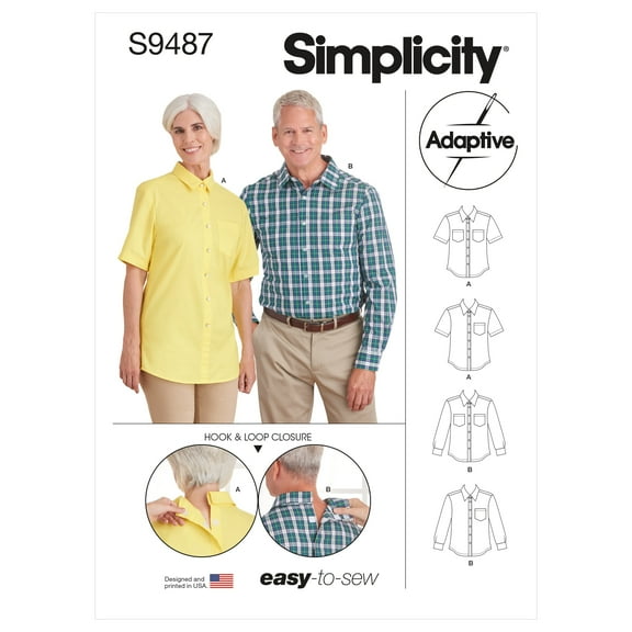 Simplicity Sewing Pattern 9487 Shirts A (XS-S-M-L-XL)