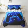 thumbnail image 2 of Erosebridal Gamepad Bedding Sets Twin Size,Madern Video Games Comforter Sets with Sheets,Blue Geometric Honeycomb Bed in a Bag Twin Size,Lightweight Room Decor Reversible,7-Piece, 2 of 6