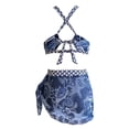 thumbnail image 4 of Gibobby Trajes de Baño para Mujer Bikini de cintura alta para mujer, trajes de baño sexys con realce, traje de baño Vintage, conjunto de Bikini Retro fru(Azul oscuro,G), 4 of 5
