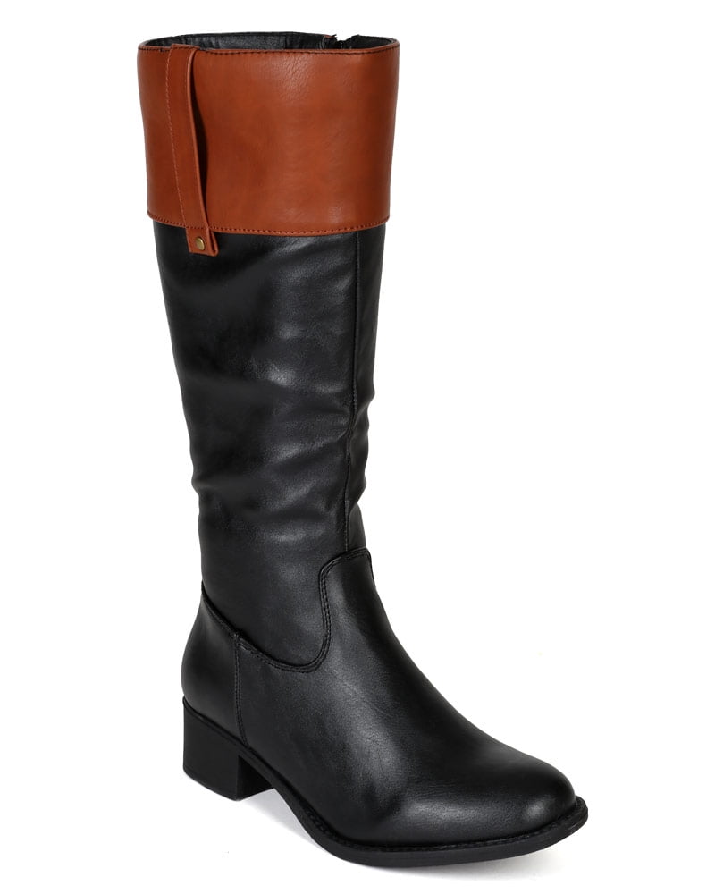 wide calf two tone riding boots
