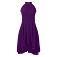 thumbnail image 5 of Elainilye Fashion Dresses for Women 2024 Summer Round Neck Sleeveless Chiffon Double Layer Ruffles Pencil Dress Prom Dress,Purple, 5 of 8