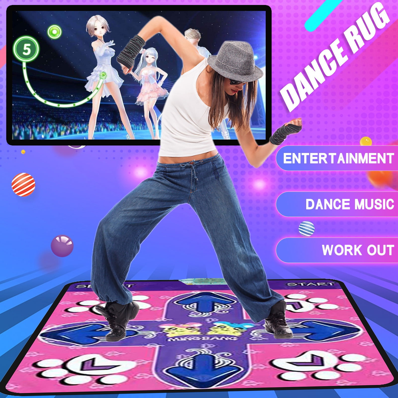 ZHIYU Dancing Mat Nonslip Dancers Mat Cushion Feeling Game Yoga Game