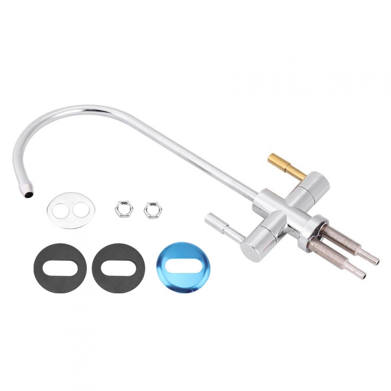 LYUMO Faucet Tap,1/4'' Double Holes Sink Faucet Tap Chrome Reverse Osmosis RO Drinking Water Filter , Faucet Sink