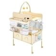 thumbnail image 1 of Cambiador de bebe VEVOR, plegable, con 2 cajones de tela, cesta lateral y barra para colgar, altura ajustable, ruedas bloqueables y 2 juguetes en forma de estrella, beige claro., 1 of 9