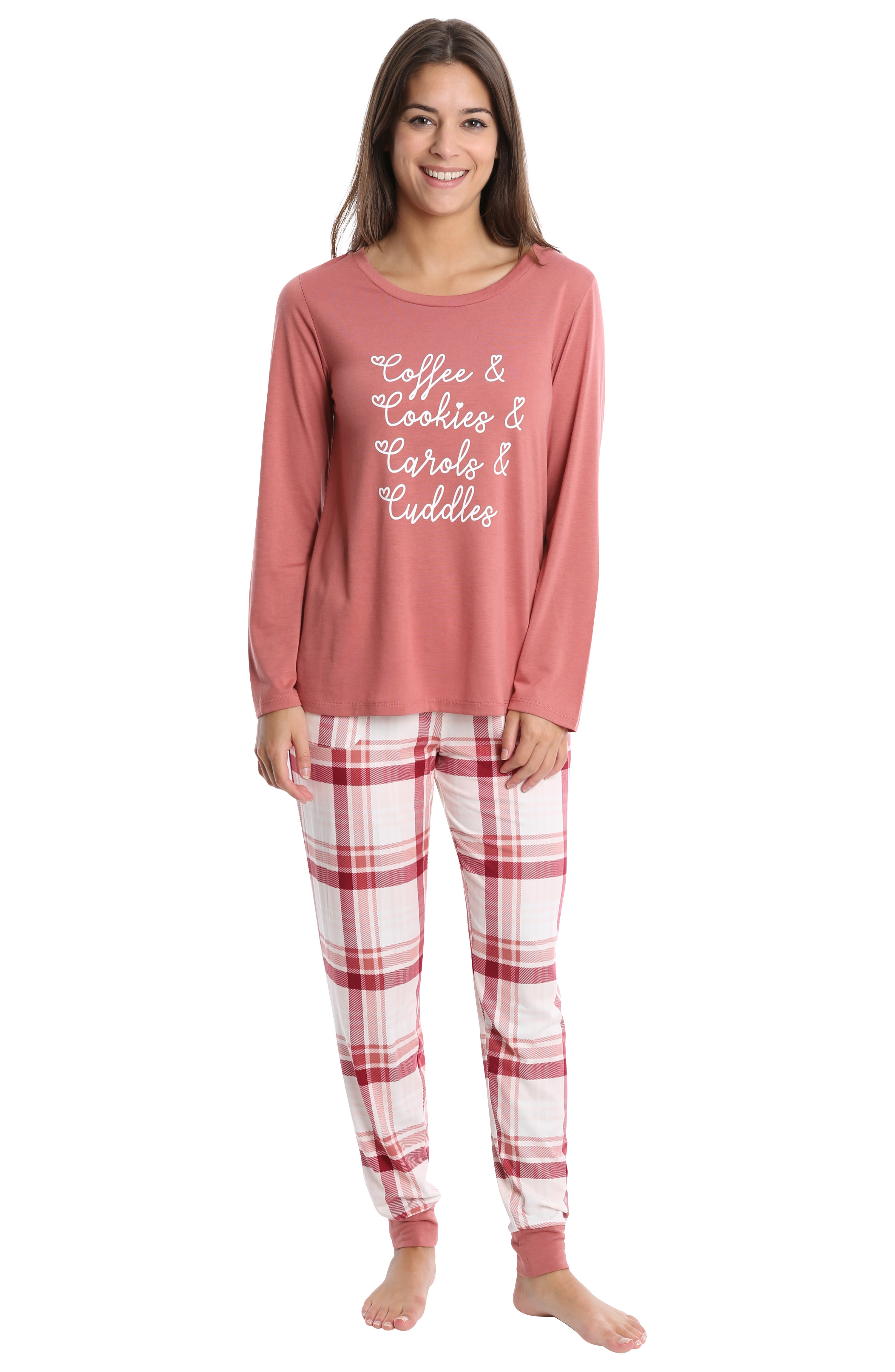 WallFlower Women's Pajama Pant Set - Long Sleeve Sleep Shirt & PJ