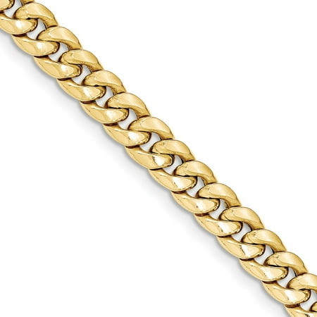 Mens Gold Figaro Bracelet - 7.3mm 14k Yellow Gold Hollow Miami Cuban Chain Bracelet - Length: 7 to 8