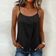 thumbnail image 4 of VBVC Women's Cotton Linen Side Button Tank Top , Ladies' Spaghetti Strap Asymmetrical Blouse , Summer Vacation Casual Cami For Women ,Black,S-2XL, 4 of 6