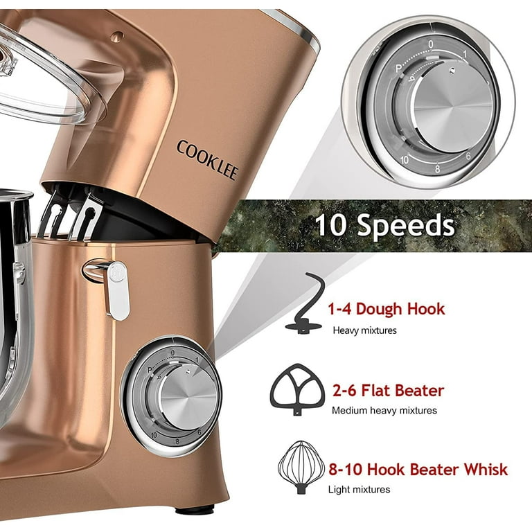 COOKLEE 9.5 Qt Stand Mixer, 660W, 10-Speed, High Capacity, Easy
