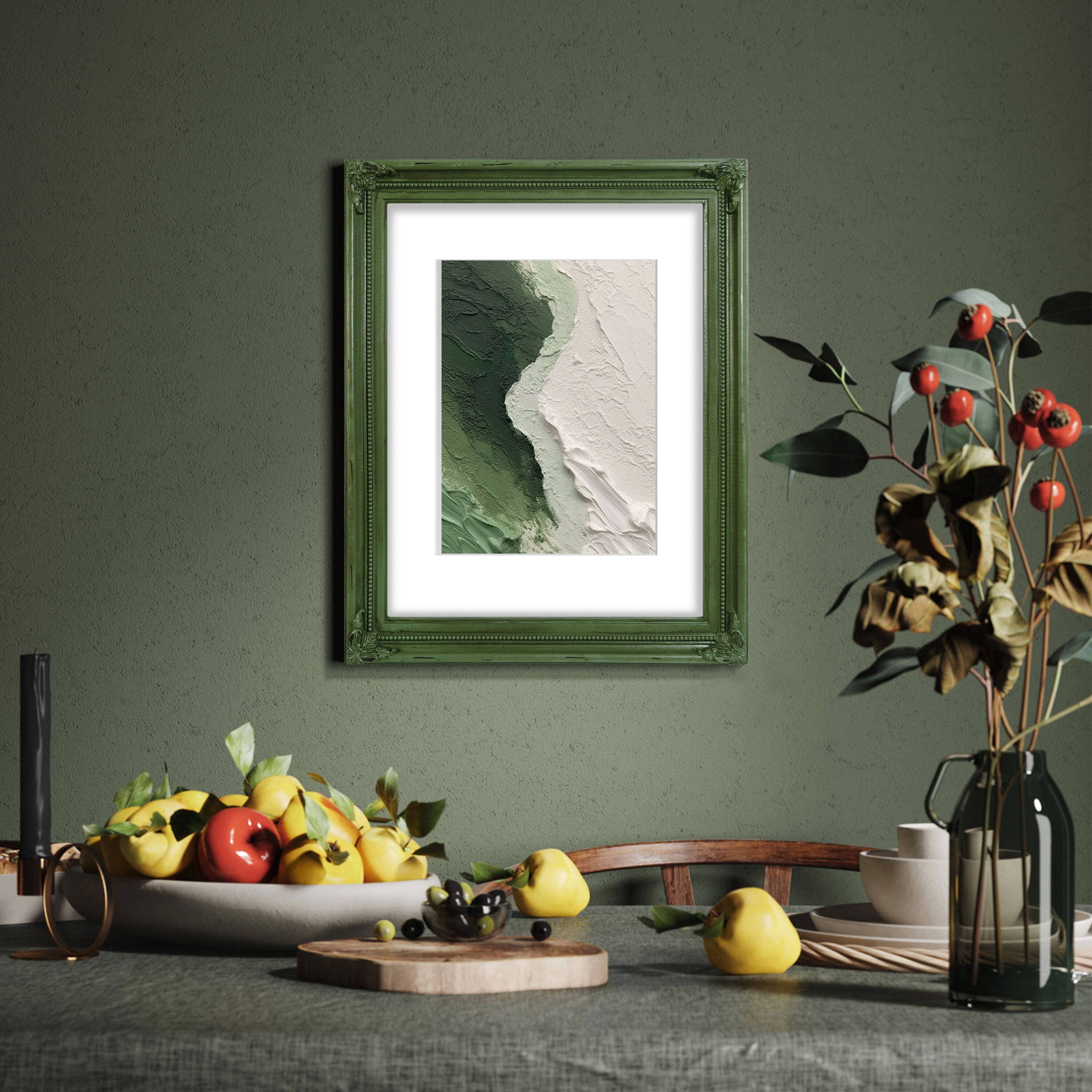 SIMON'S SHOP 11 x 14 Picture Frame Matted to 8 x 10 Photo, Distressed Green Rustic Poster Frames for Wall and Tabletop