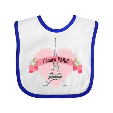 

Inktastic I adore Paris with Eiffel Tower in Pink Heart Gift Baby Boy or Baby Girl Bib