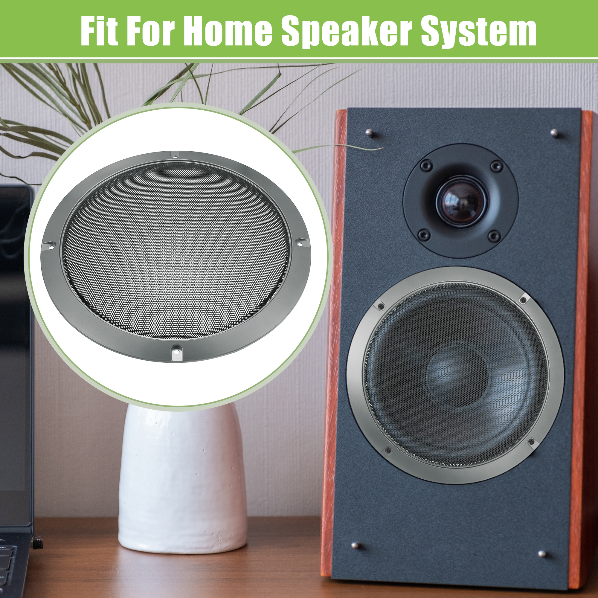 Unique Bargains Speaker Grills Cover Round Audio Speaker Subwoofer Protector Case Gray 8"