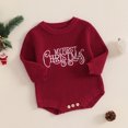 thumbnail image 2 of Baby My First Christmas Romper Sweater Long Sleeve Embroidery Knit Bodysuit Infant Xmas Holiday Outfit Fall Winter Clothes, 2 of 8
