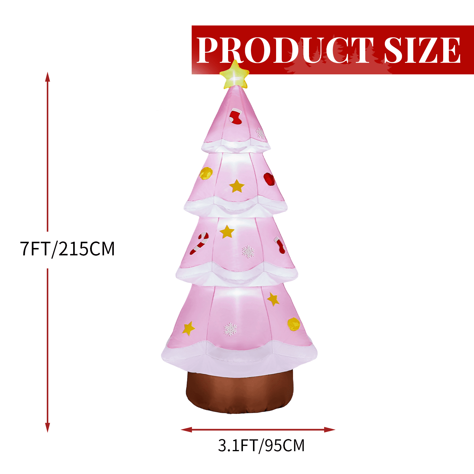 Astoutdoor 7.2 ft Lighted Christmas Inflatable Decoration, Pink Christmas Tree with Built-in LED Lights, Blow Up Yard Decoration for Holiday Party Front Yard Lawn Garden Decor