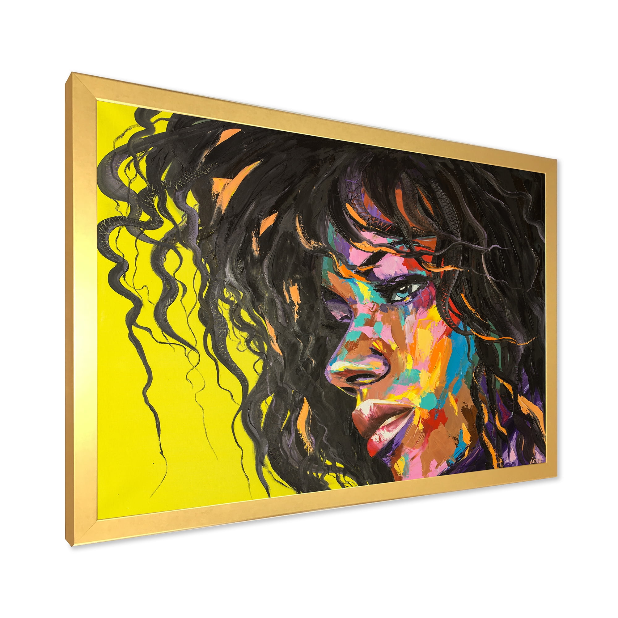 Designart 'Abstract Colorful Fantasy Portrait Of A Young Woman I' Modern Framed Art Print