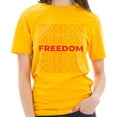 thumbnail image 3 of Big Size Freedom Repeated Phrase Cotton Short Sleeve Graphic Shirt - Taxi Gold 3XL, 3 of 4