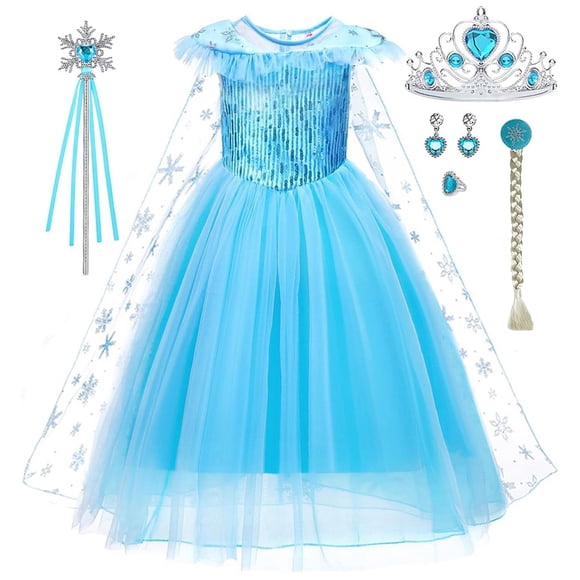 Disfraz de princesa ITVTI para niña pequeña, Halloween, azul, 5-6 años