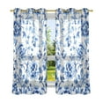 thumbnail image 2 of Sheer Curtains 2 Panels Set Grommet Drapes Window Treatments Light Filtering for Bedroom Living Room W42 x L63 Blue and White Porcelain Floral, 2 of 7