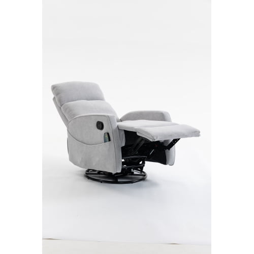 Manual Swivel Rocking Recliner for Adults, Small Plush Wall Hugger Reclining RV Chair, Glider Swivel Recliner Chair with Foot Rest for Nursery, Living Room and Small Places