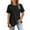 Black, variant on Women's Bateau Sleeve Top – Round Neck Short Sleeve Casual Shirt, Solid Color Blouse