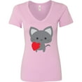 thumbnail image 3 of Inktastic Heart Cat Women's V-Neck T-Shirt, 3 of 5