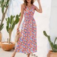 thumbnail image 6 of Wycnly Summer Dresses for Women Beach Fashion Elastic Waist A Line Tank Sundress 2025 Sleeveless V-Neck Floral Print Long Formal Dress Black XXL, 6 of 7