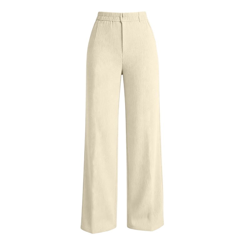 warm dress pants for winter Mutghys Women's Waffle Button Zipper Solid High Waisted Wide Leg Pants with Pockets Office Business Soft Comfortable Work Pants S-3XL The unique structure of Cover ÉTOILE HOSIERY - ruched Color:Custom Color(Leave a note)